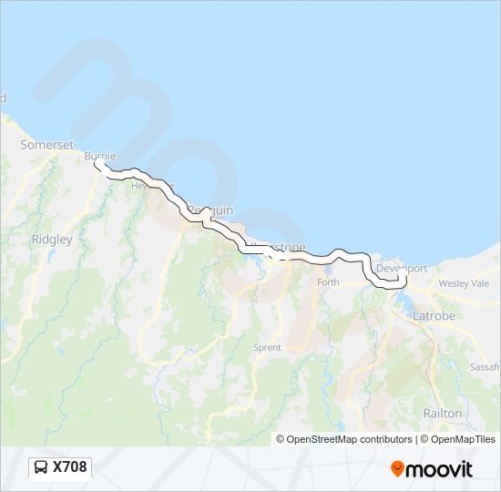 X708 Bus Line Map