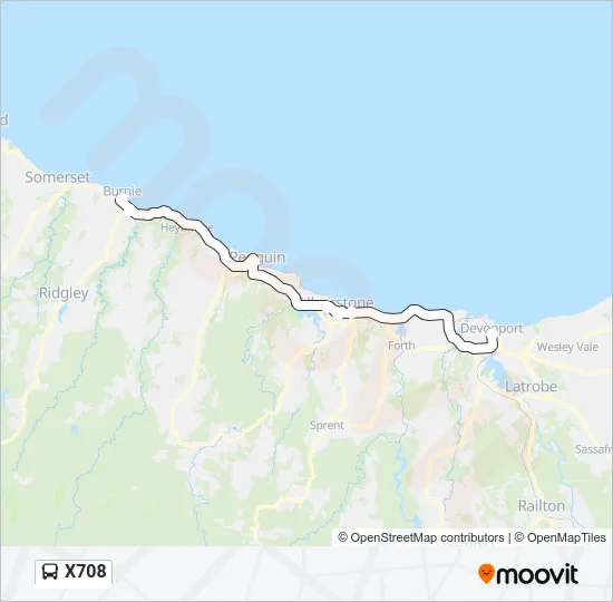 X708 Bus Line Map