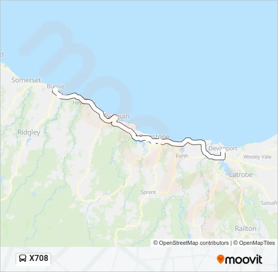 X708 Bus Line Map
