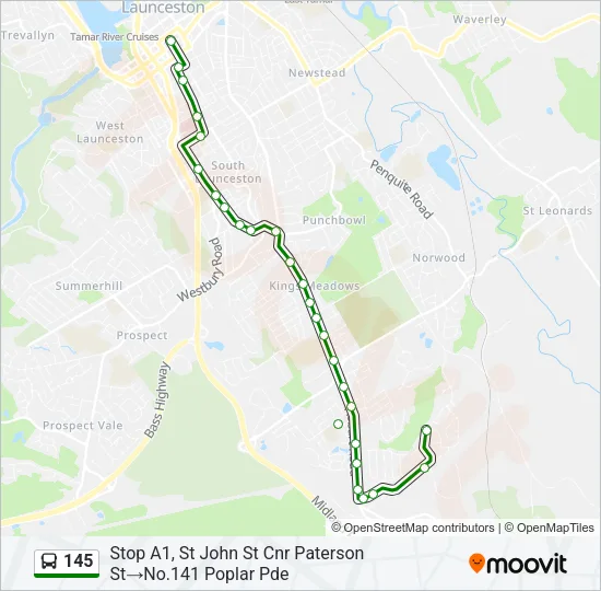 145 Bus Line Map