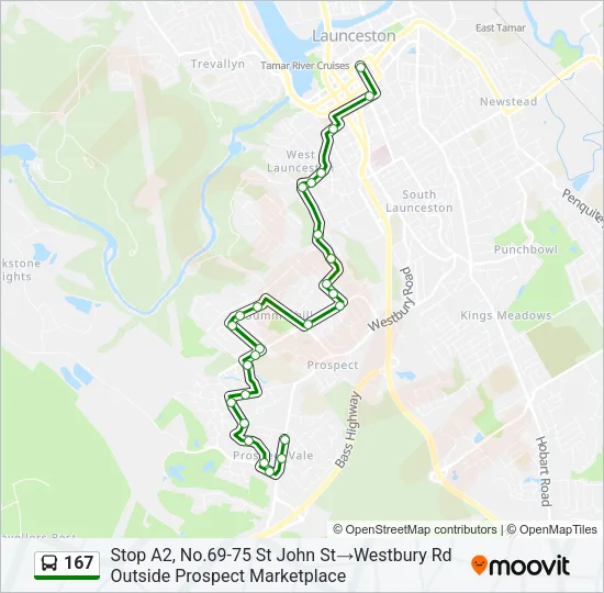 Mapa de 167 de autobús