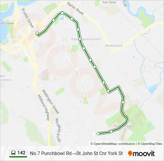 142 Route: Schedules, Stops & Maps - No.7 Punchbowl Rd‎→St John St Cnr ...