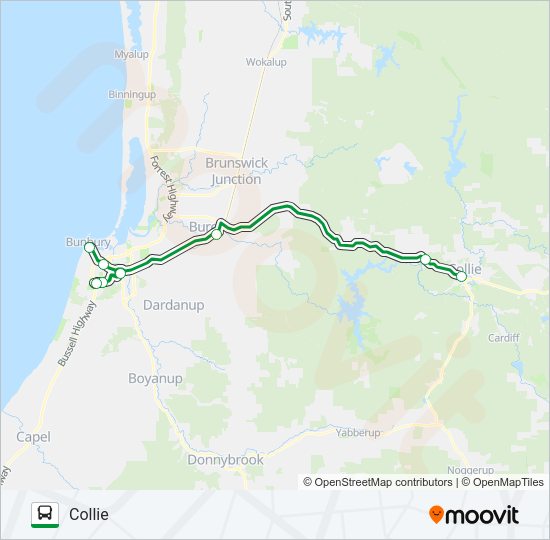 EAST PERTH Bus Line Map