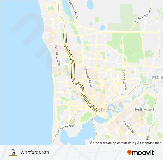 YANCHEP LINE Train Line Map