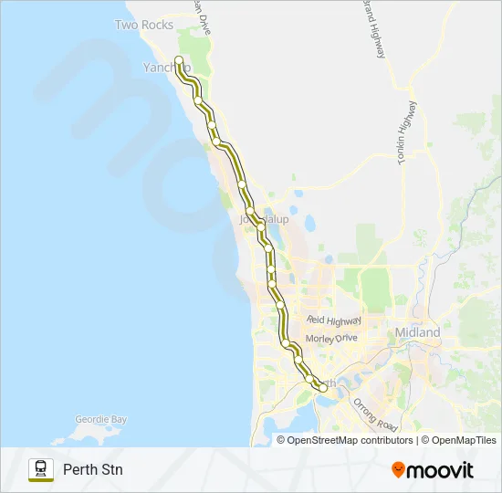 YANCHEP LINE Train Line Map