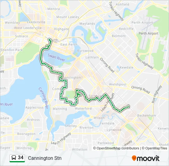 34 Bus Line Map