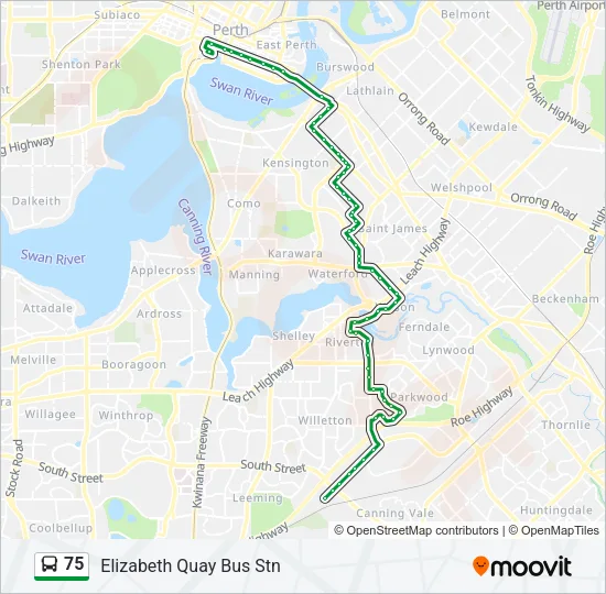 Mapa de 75 de autobús
