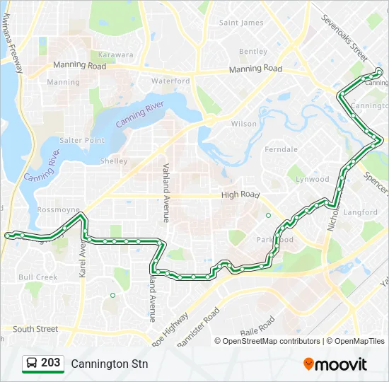 203 Bus Line Map
