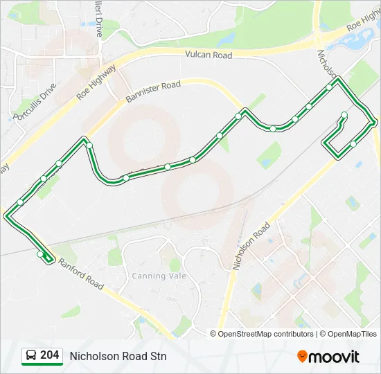 Mapa de 204 de autobús