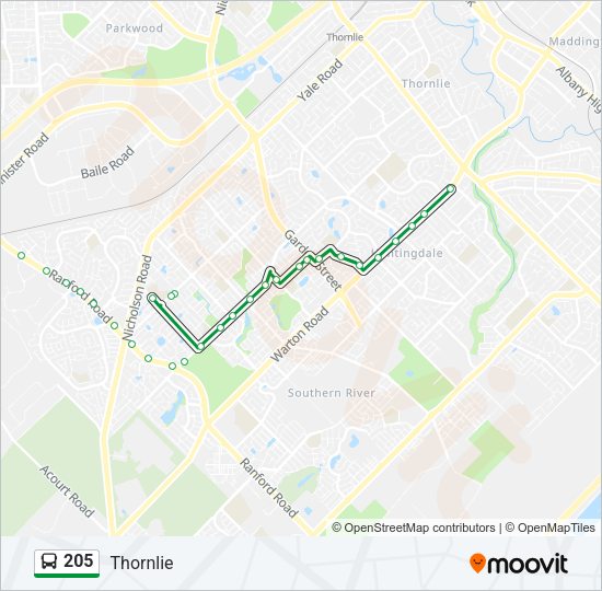 205 Bus Line Map