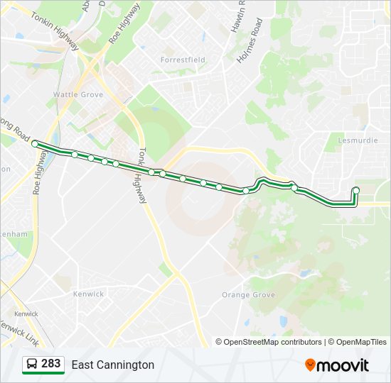 283 Bus Line Map