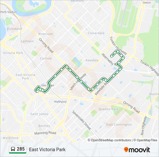 285 bus Line Map