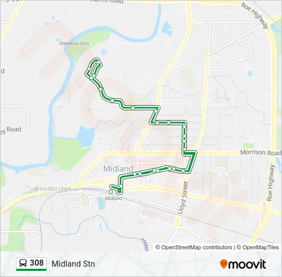 308 Bus Line Map