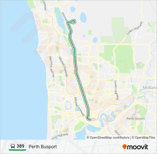 389 Bus Line Map