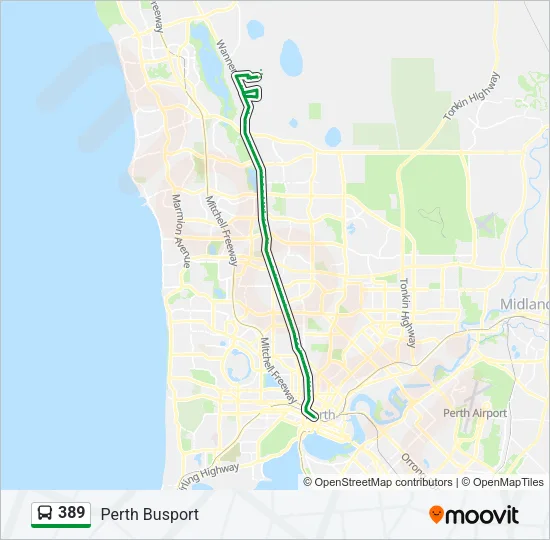 389 Bus Line Map