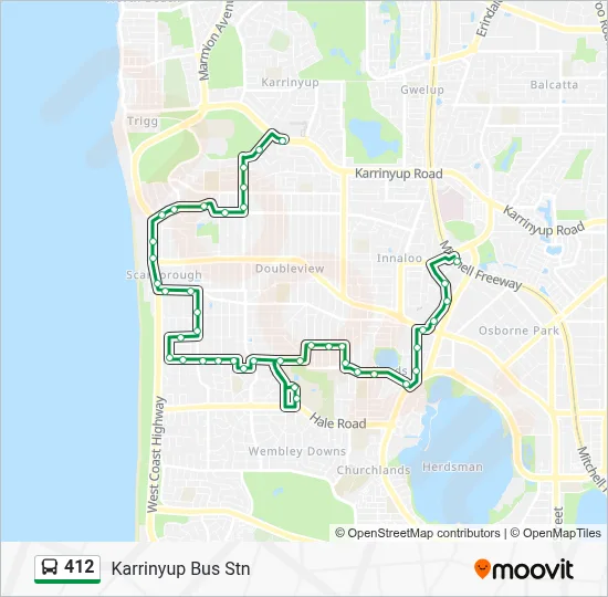 412 Route: Schedules, Stops & Maps - Karrinyup Bus Stn (Updated)