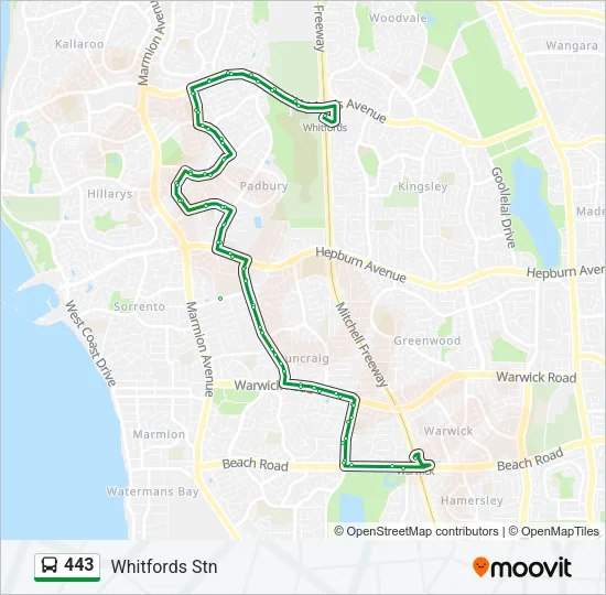 443 Bus Line Map