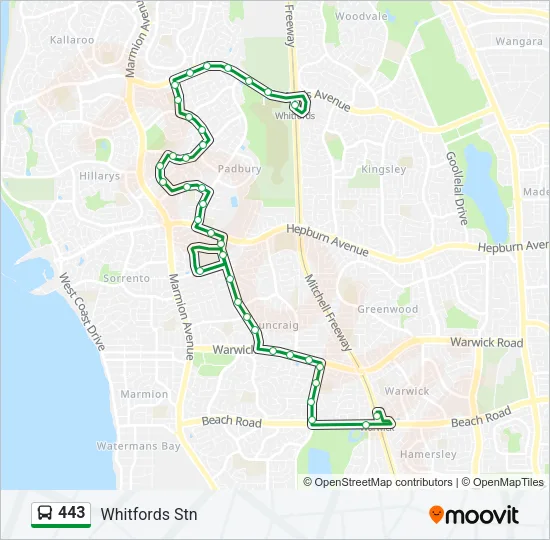 443 Bus Line Map
