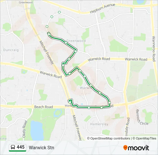 445 Bus Line Map