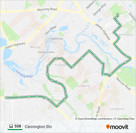 Mapa de 508 de autobús