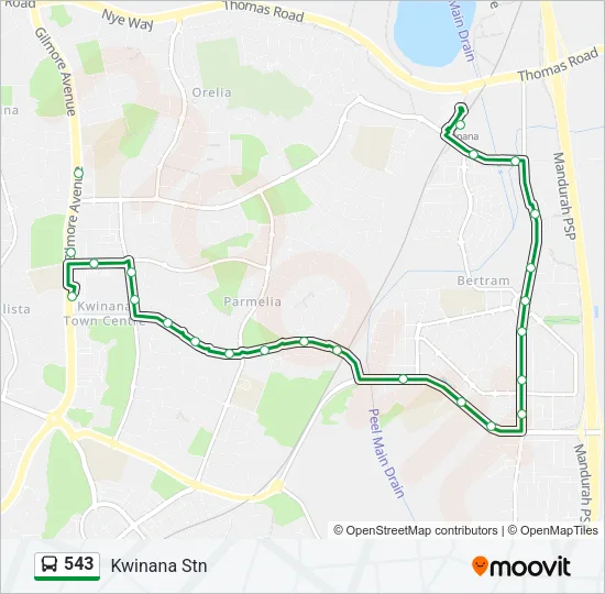 543 Bus Line Map