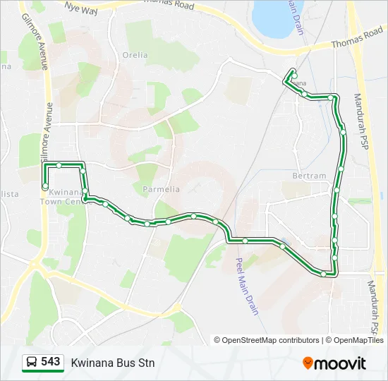 543 Bus Line Map