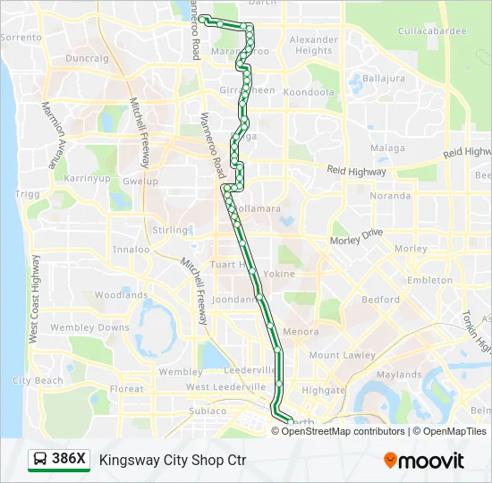 386X Bus Line Map