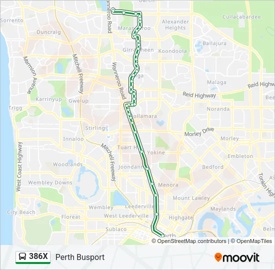 386X Bus Line Map