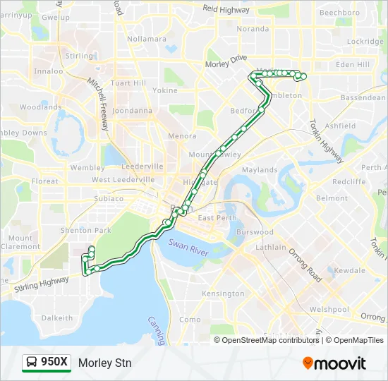 950X Bus Line Map