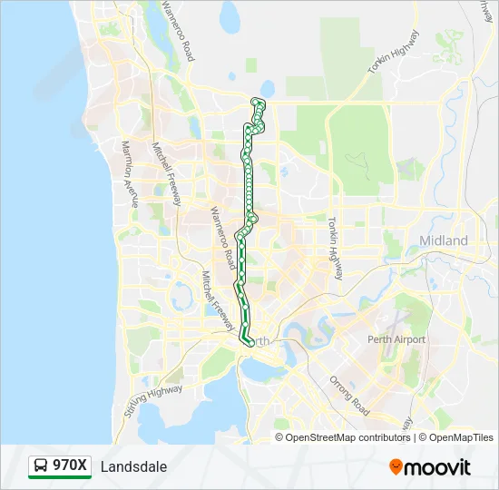 970X Bus Line Map