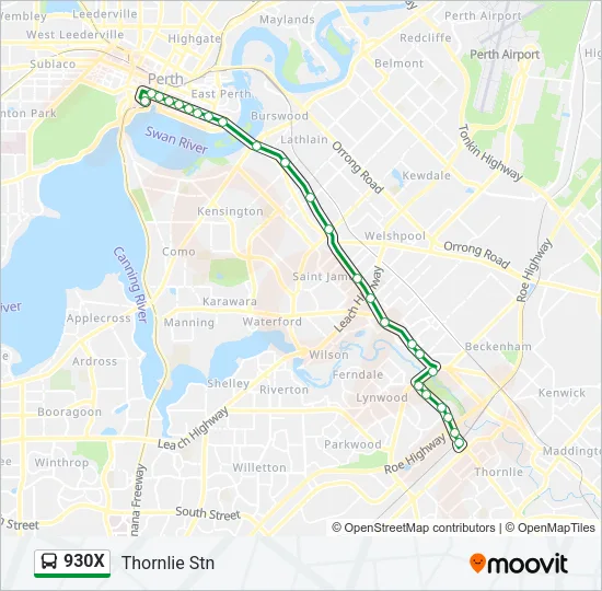 930X Bus Line Map