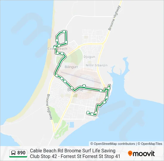 Mapa de 890 de autobús