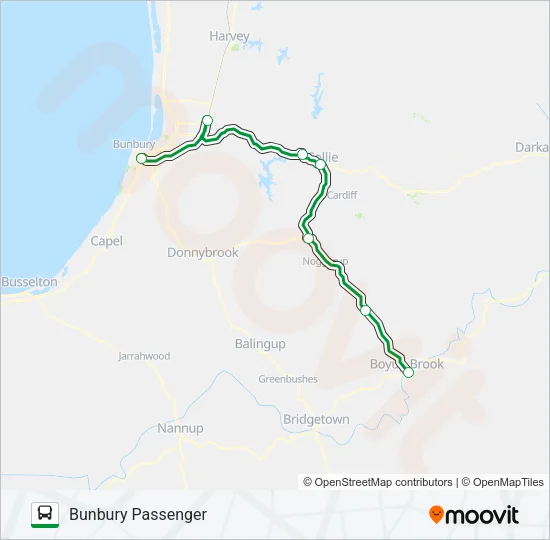 BUNBURY-BOYUP BROOK Bus Line Map