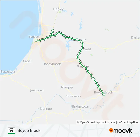 BUNBURY-BOYUP BROOK Bus Line Map