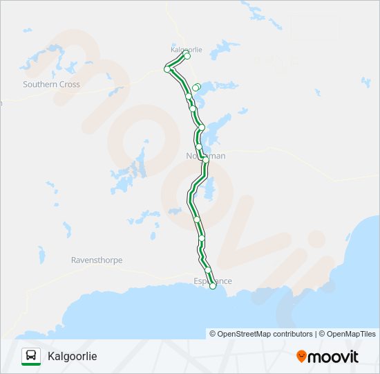 KALGOORLIE-ESPERANCE Bus Line Map