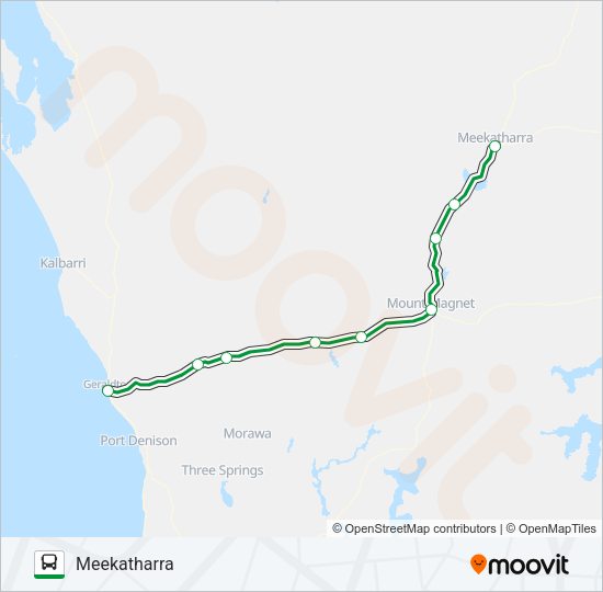 GERALDTON-MEEKATHARRA Bus Line Map
