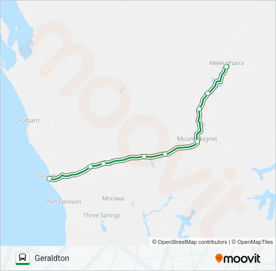 Mapa de GERALDTON-MEEKATHARRA de autobús