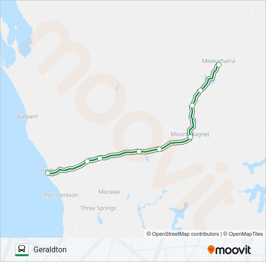 GERALDTON-MEEKATHARRA Bus Line Map