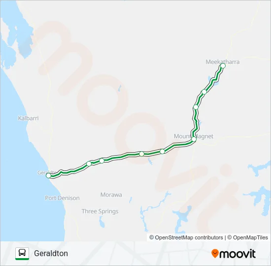 GERALDTON-MEEKATHARRA Bus Line Map