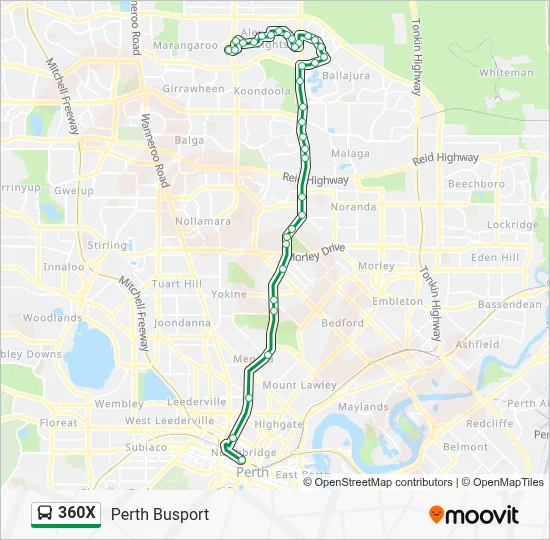 360X Bus Line Map