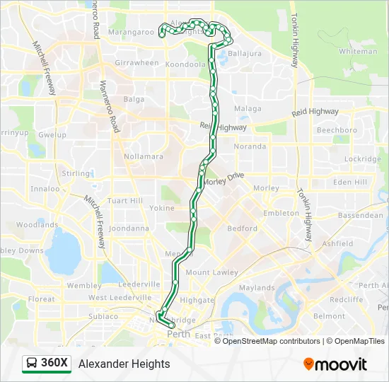 360X Bus Line Map