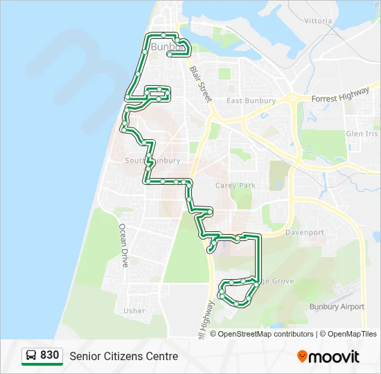 Mapa de 830 de autobús