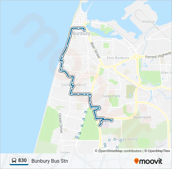 830 Bus Line Map