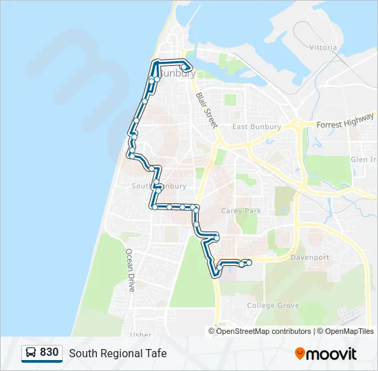 830 Bus Line Map