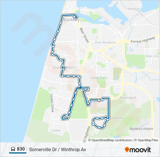 830 Bus Line Map