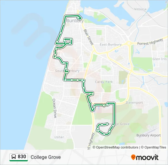 Mapa de 830 de autobús
