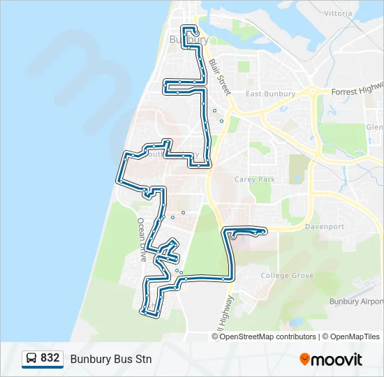 832 Bus Line Map