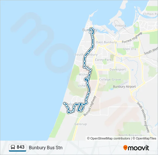 843 Bus Line Map