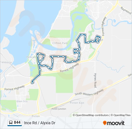 844 bus Line Map