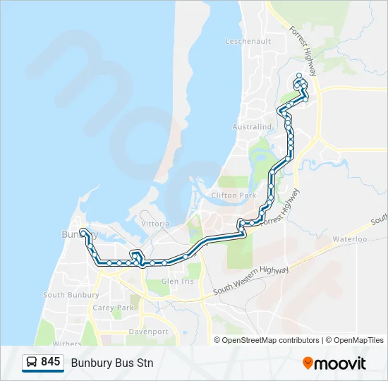 845 Bus Line Map